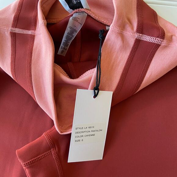 Revolve Iris & Ink S Cayenne Red Pink Stripe High Waist Full Pantaloni Legging - Picture 9 of 10